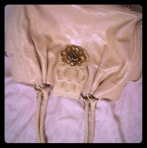 Sharif white leather tote purse